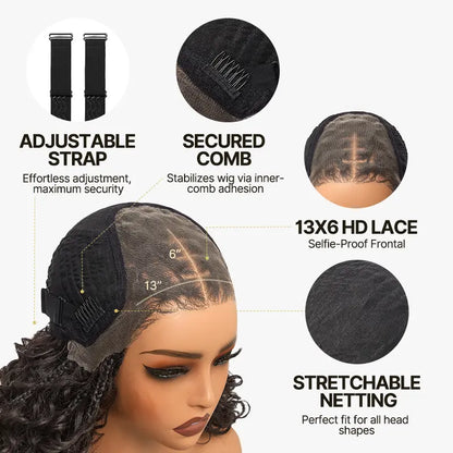 🌟 Hurry! 72% OFF✨13x6 HD Lace Wig Glueless Wear & Go 12” Boho Braids Water Wave Pre-Cut Lace Wig – Premium Fiber, Beginner Friendly