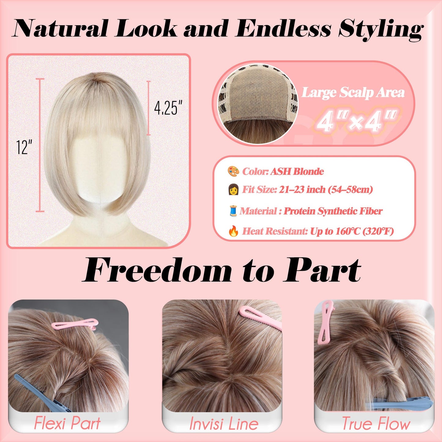 ⚡ Final Hours –🌷 Ready-to-Wear Glueless Bob Wig with Fringe
