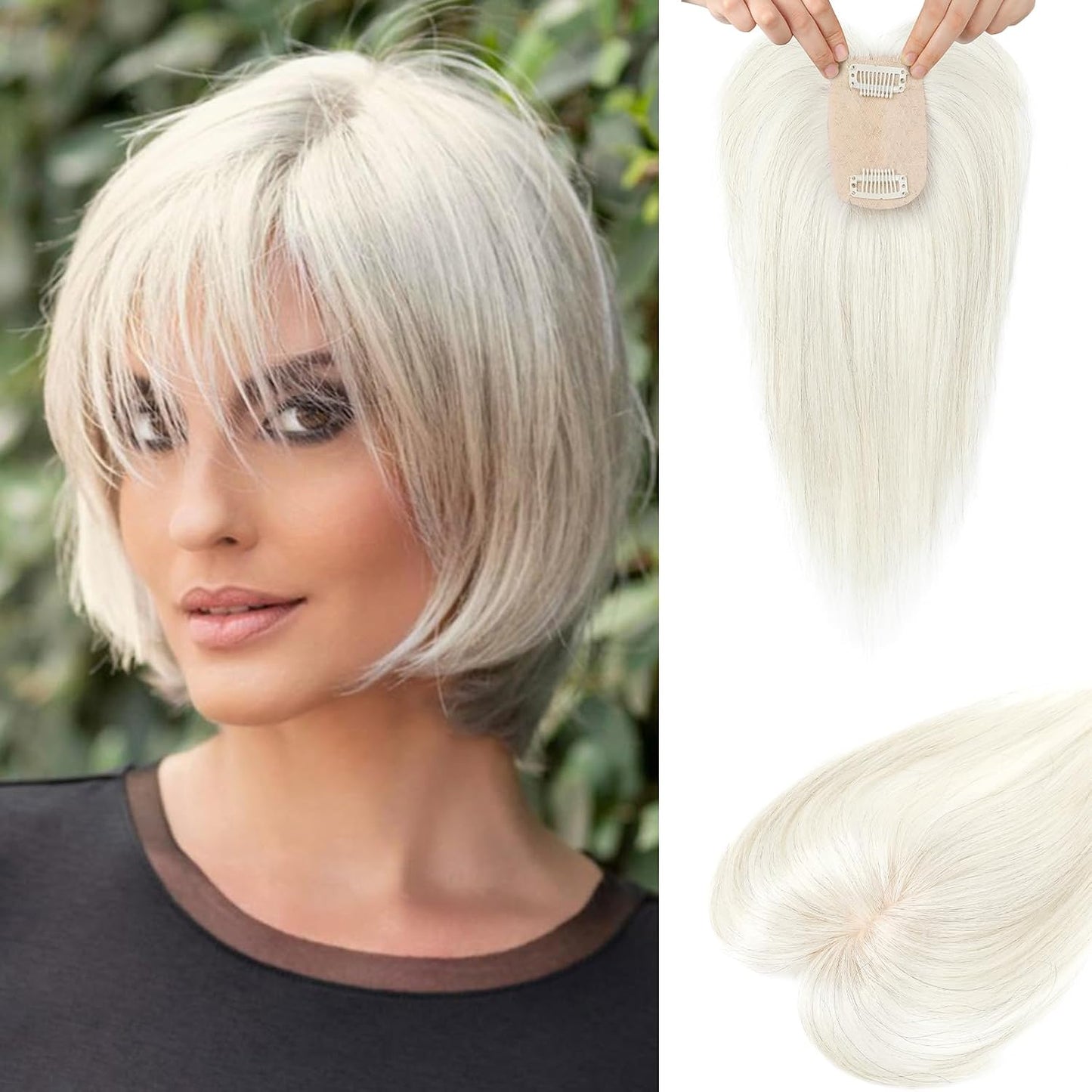 🔥 NEW ARRIVAL SALE-Human Hair Topper with Bangs | Hair Piece for Thinning Hair