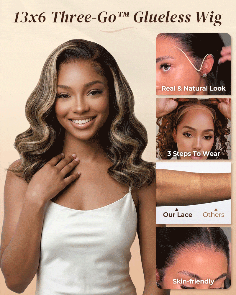 Opholab 13x6 Three-Go™ 280% High Density Glueless Old Money Bob Loose Body Wave Bob Wig Pre-cut Lace Ombre Platinum Blonde Balayage Highlights