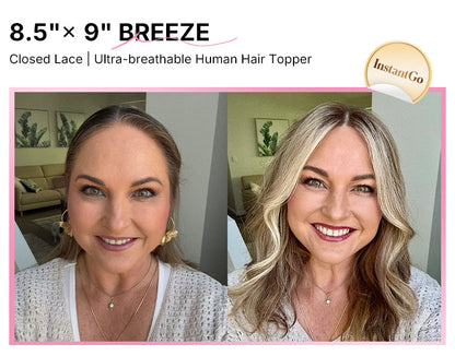 8.5” x 9” Breeze | Ultra-breathable Lace Top Hair Topper With Lace Front| Ponytail Topper|Low Density