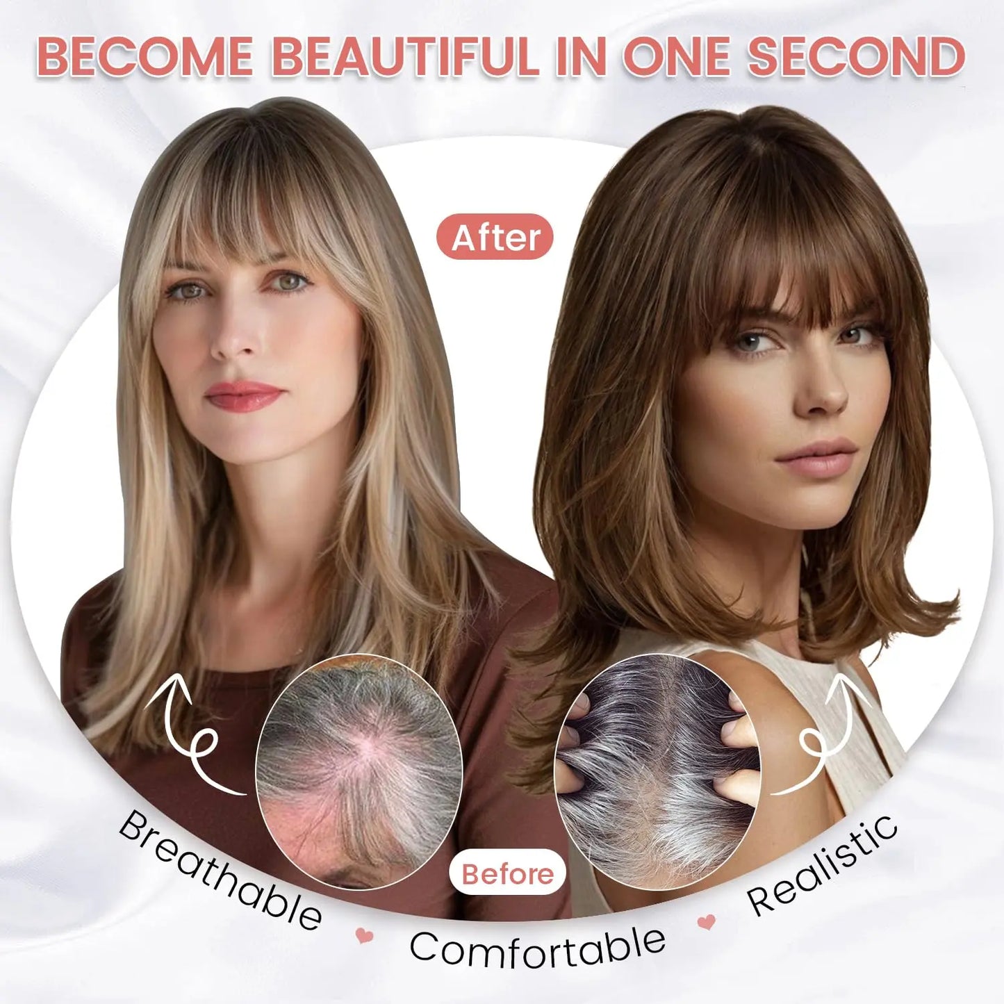 Hair Topper with Bangs | Hair Piece for Thinning Hair 💎