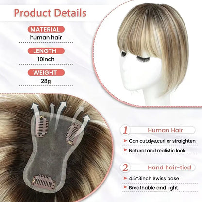Hair Topper with Bangs | Hair Piece for Thinning Hair 💎