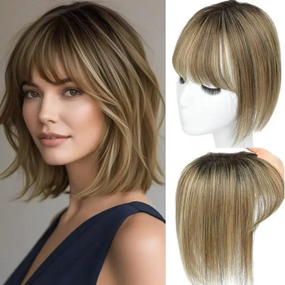 🔥 NEW ARRIVAL SALE-Human Hair Topper with Bangs | Hair Piece for Thinning Hair