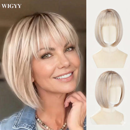⚡ Final Hours –🌷 Ready-to-Wear Glueless Bob Wig with Fringe