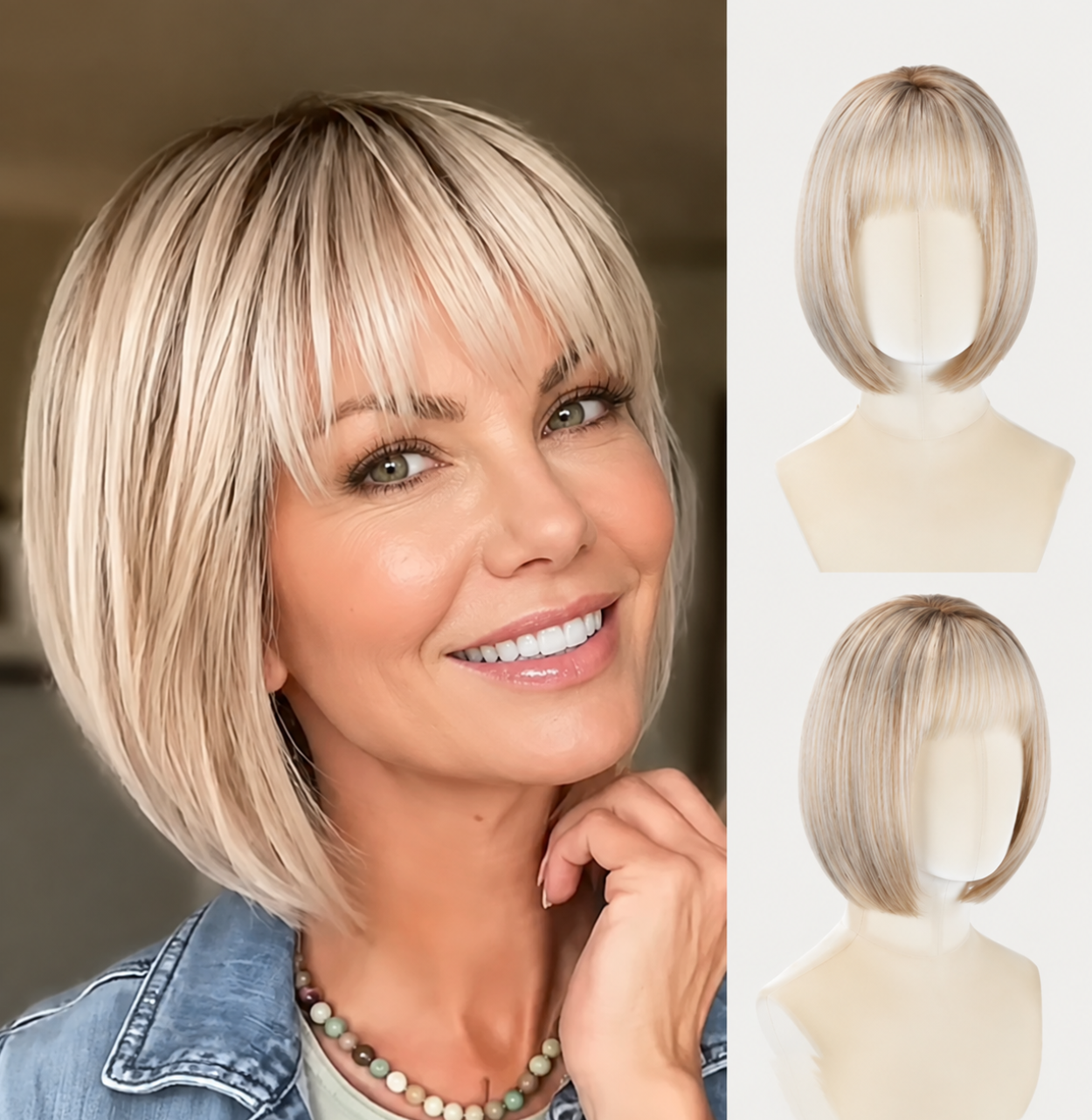 ⚡ Final Hours –🌷 Ready-to-Wear Glueless Bob Wig with Fringe