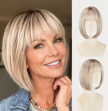 ⚡ Final Hours –🌷 Ready-to-Wear Glueless Bob Wig with Fringe